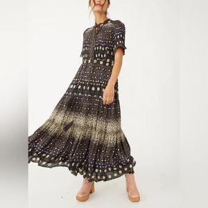 Free People Black and Cream Maxi Dress